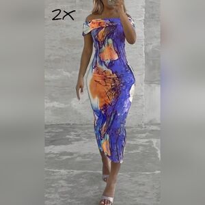 Off the shoulder Marbled bodycon dress, 2X